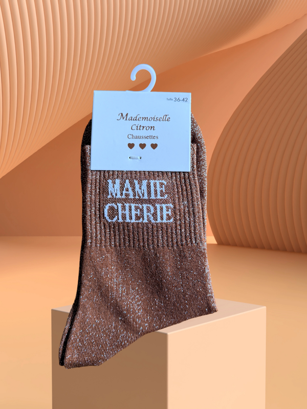 Chaussettes à paillettes "MAMIE CHERIE"