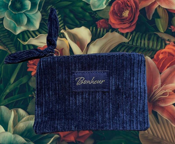 porte monnaie en velours "Bonheur"
