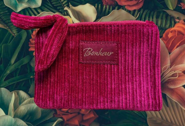 Porte monnaie "Bonheur" en velours rouge