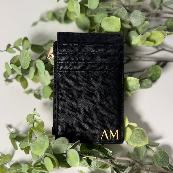 Personalisierter Kartenhalter mit Reißverschluss mit Initial