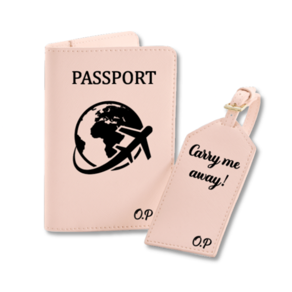 Set Calatorie Personalizat – Monograma Eleganta Glob și avion