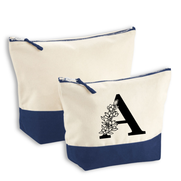 Personalisierte Canvas-Zubehörtasche -Monogram Flower