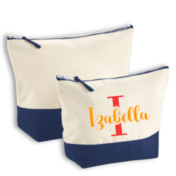 Personalisierte Canvas-Zubehörtasche mit Name und Initialen