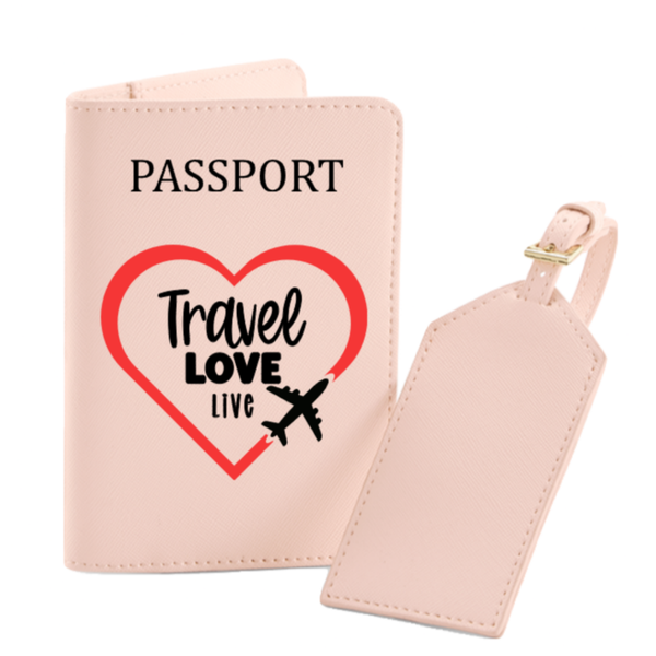 Reisepasshülle + Kofferanhänger 2tlg. Travel Love Live