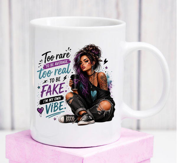 Premium-Tasse „Too Rare to Be Average“ – Statement-Geschenk für authentische Frauen