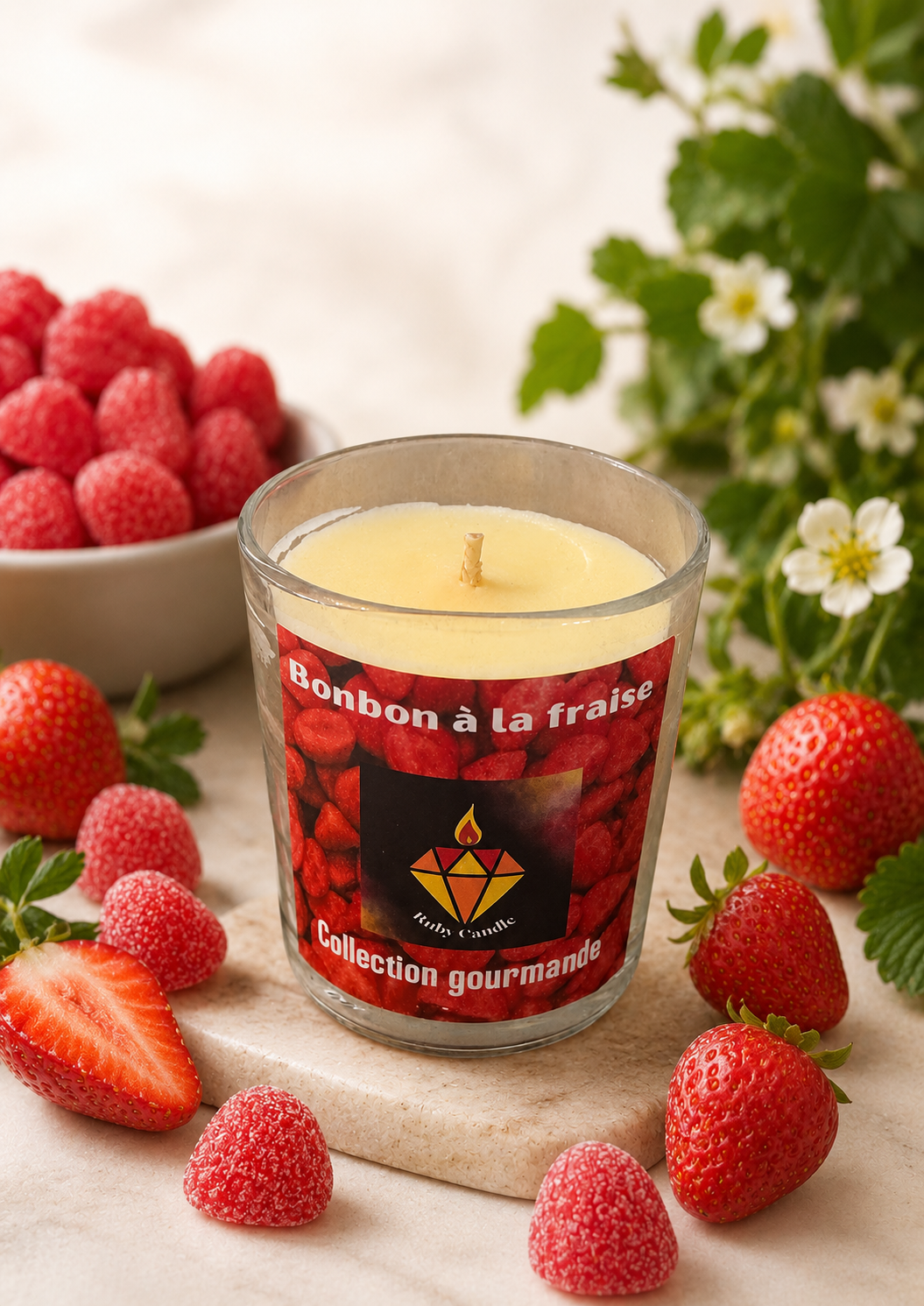 Bougie gourmande fraises