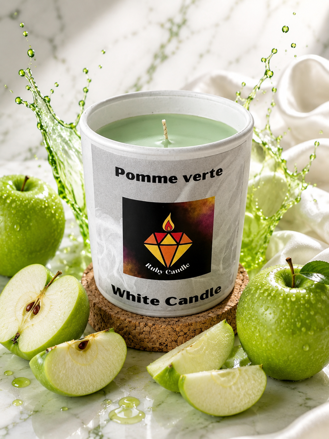 White candle pomme vert