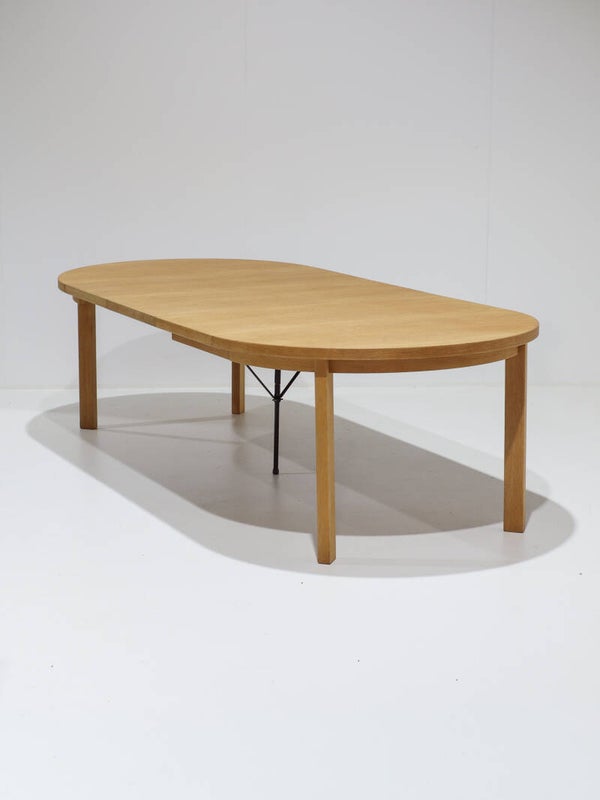 Uitschuifbare ronde eettafel Sorø eiken Deens vintage