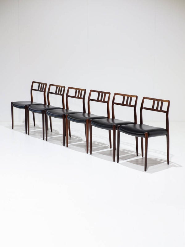 6x N.O. Møller eetkamerstoelen model 79 palissander