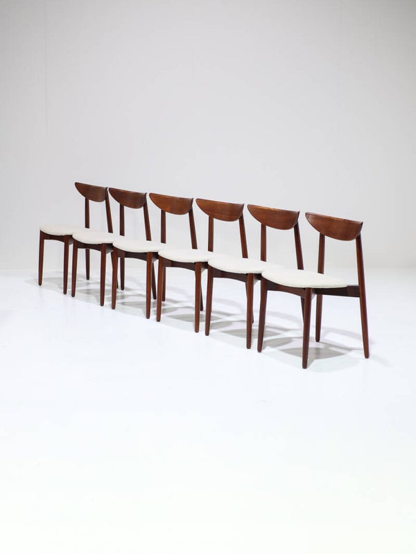 6x Eetkamerstoelen Harry Østergaard teakhout Deens 1960s