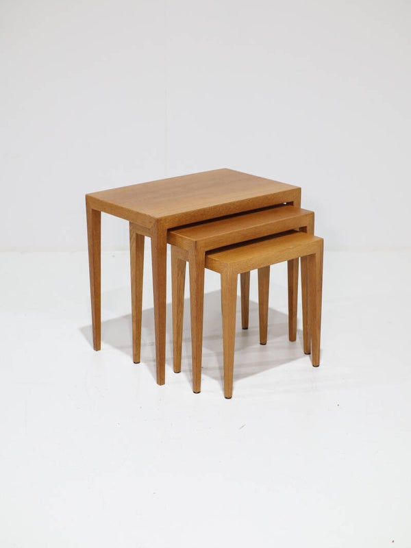 Nesting tables eiken bijzettafels Severin Hansen Deens 1960s