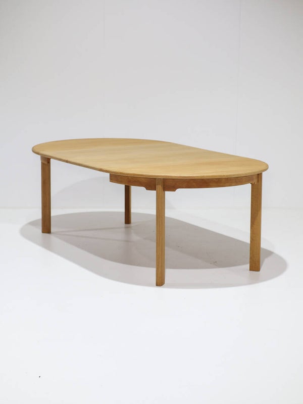 Uitschuifbare ronde eettafel eiken Deens vintage