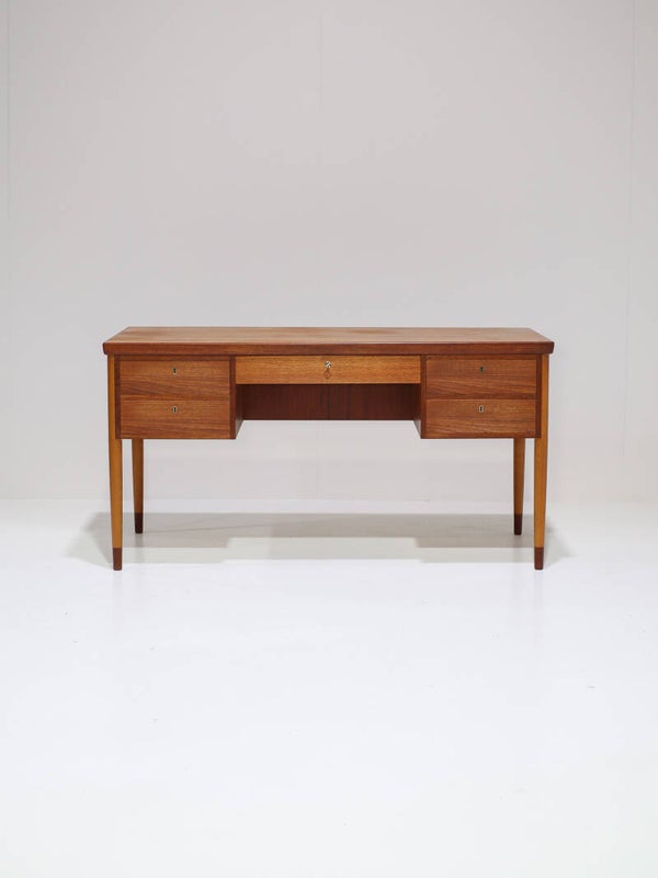 Vrijstaand bureau Deens teak vintage 1960s