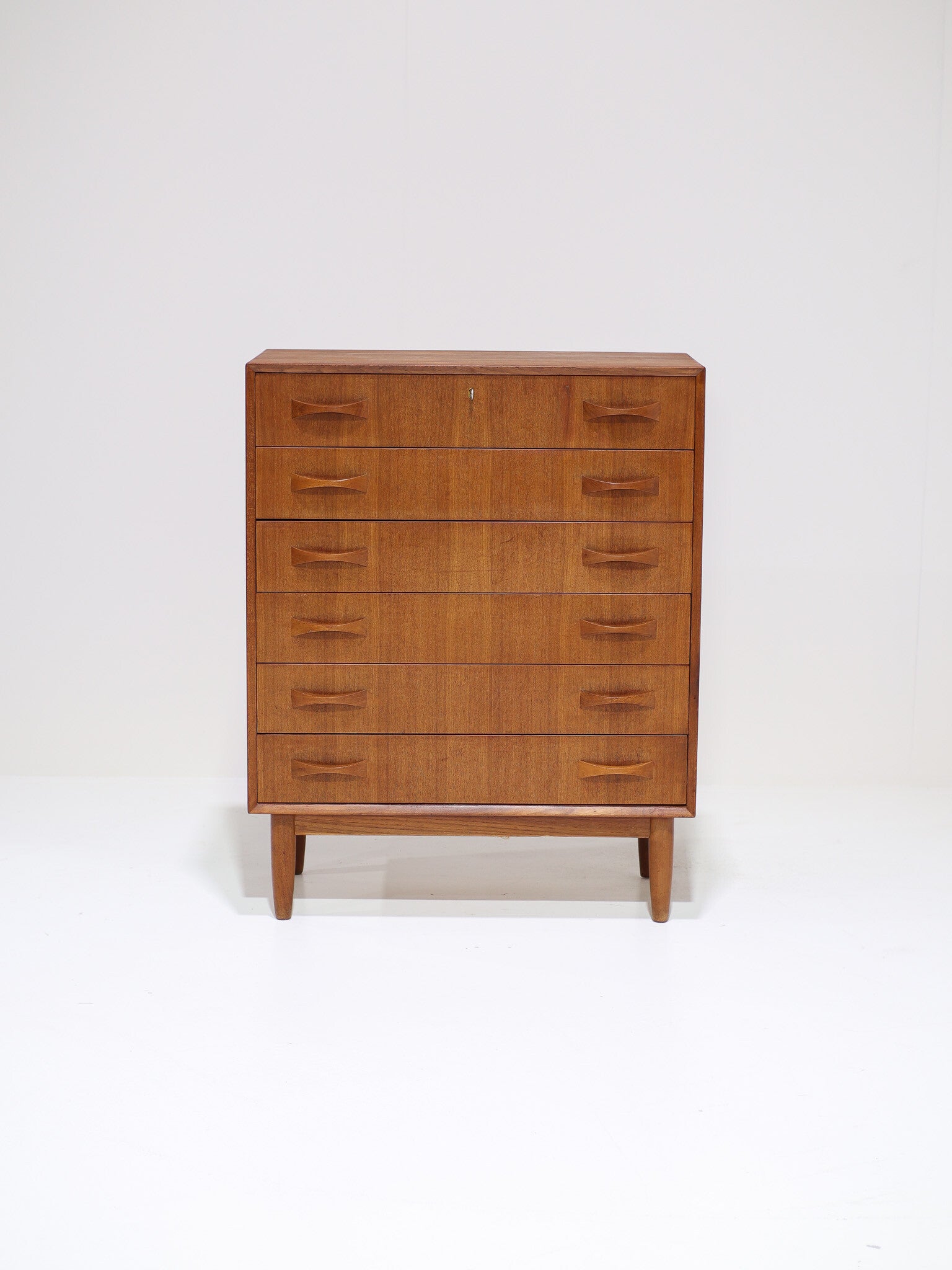 Hoge ladekast teak Deens vintage 1960s