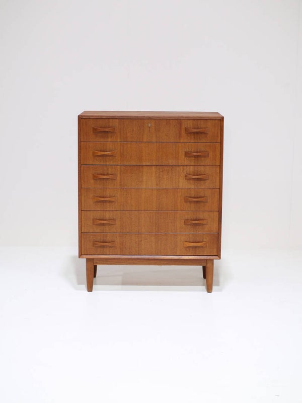 Hoge ladekast teak Deens vintage 1960s