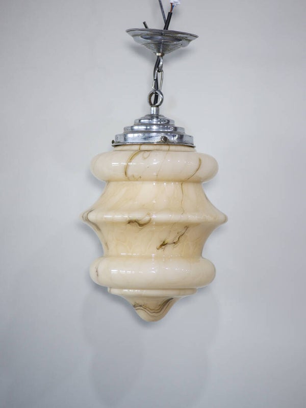 Hanglamp gemarmerd glas geel Art Deco