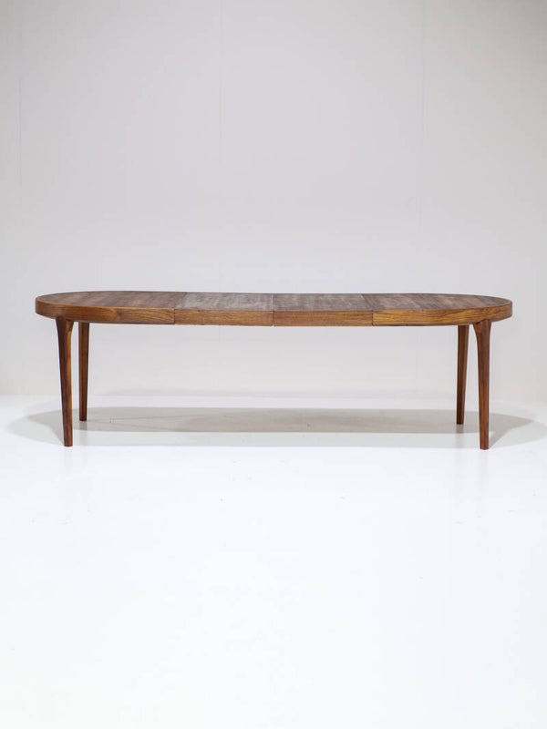 Ovale eettafel uitschuifbaar teak Deens vintage