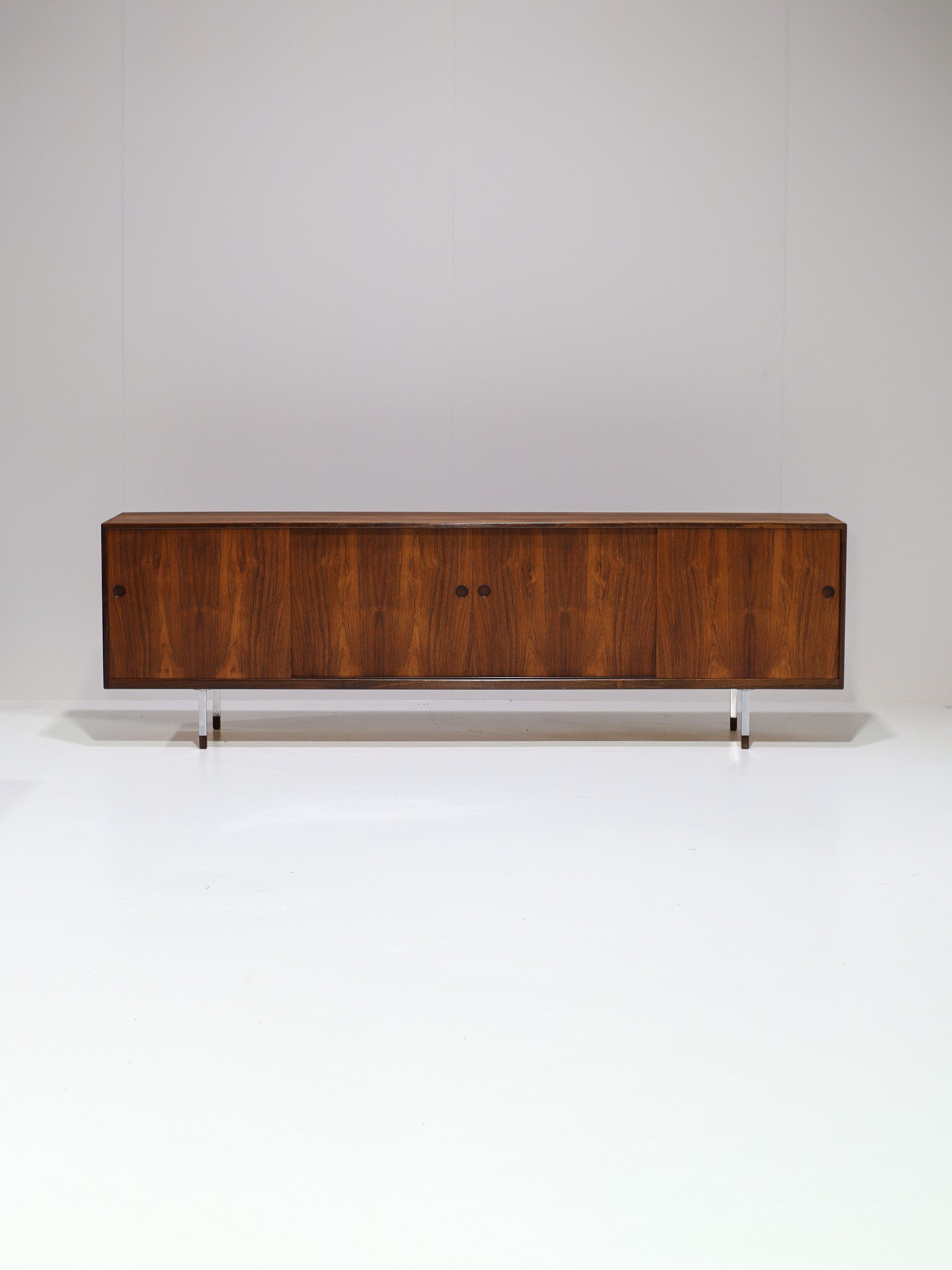 Lang dressoir lowboard palissander chroom vintage Deens