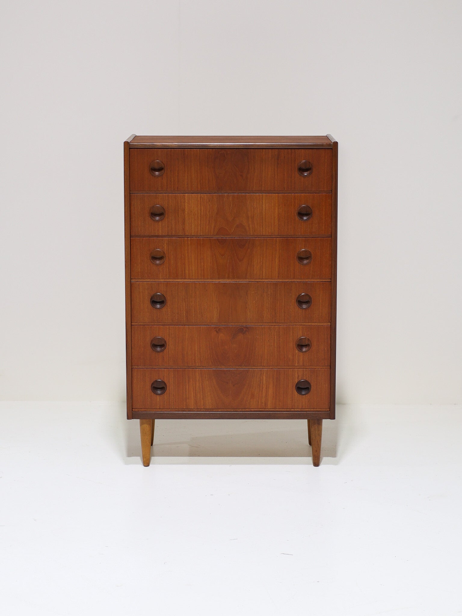 Hoge ladekast teak vintage Deens 1960s