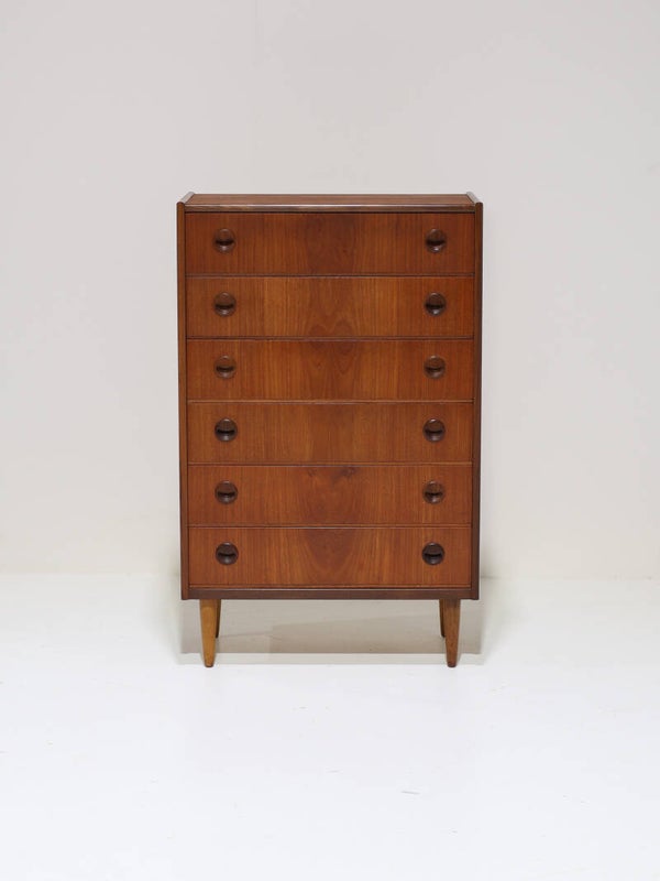 Hoge ladekast teak vintage Deens 1960s