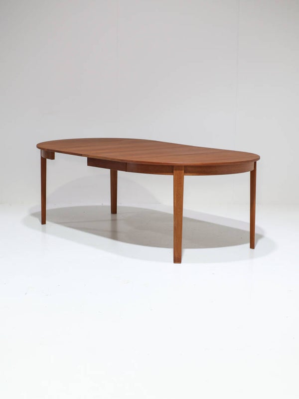 Uitschuifbare ronde eettafel teak vintage Deens