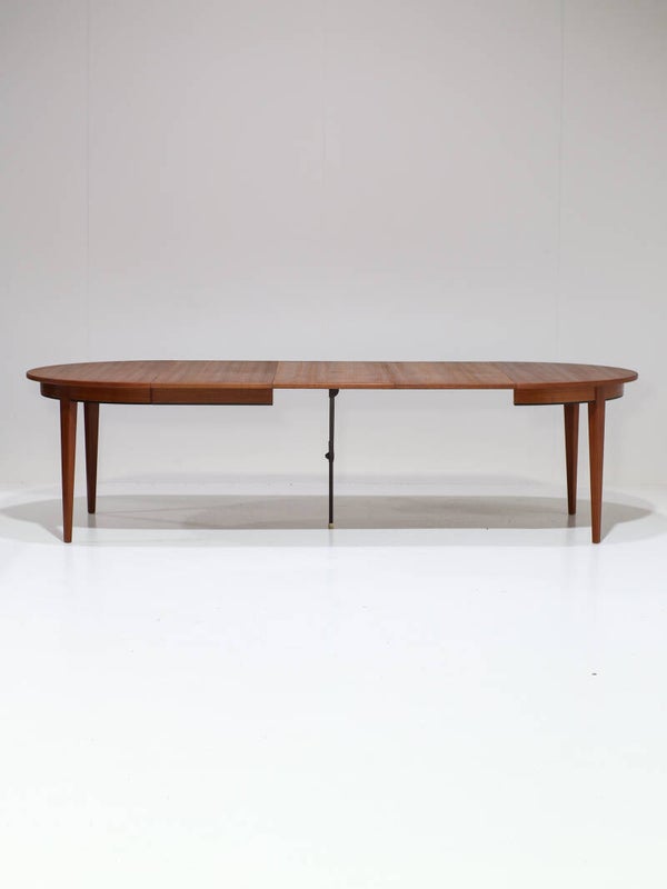 Uitschuifbare eettafel Omann Jun 55 teak Deens vintage