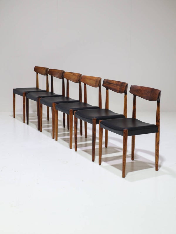 6x Knud Faerch 343 eetkamerstoelen palissander Deens 1950s