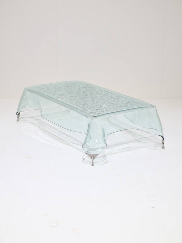 Glazen salontafel zakdoek Italiaans jaren '80