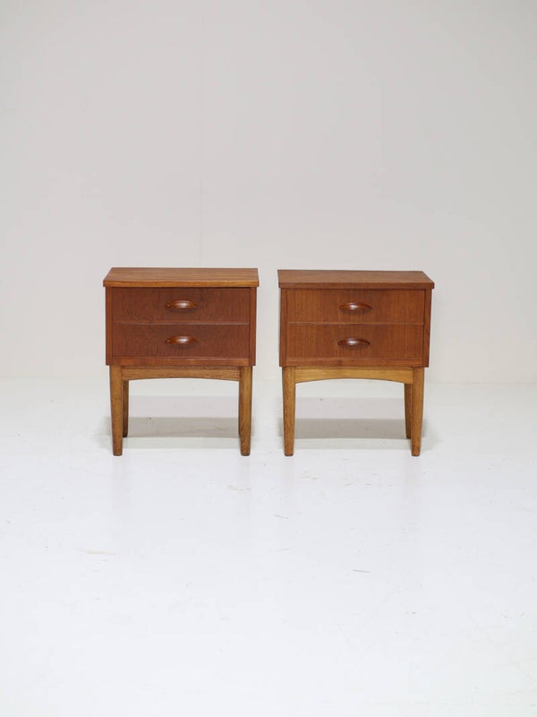 Set nachtkastjes met lades teak vintage Deens 1960s