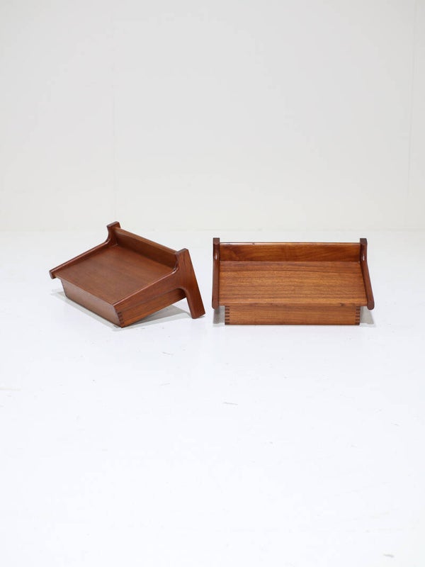 Set Kai Kristiansen zwevende nachtkastjes teak Deens vintage