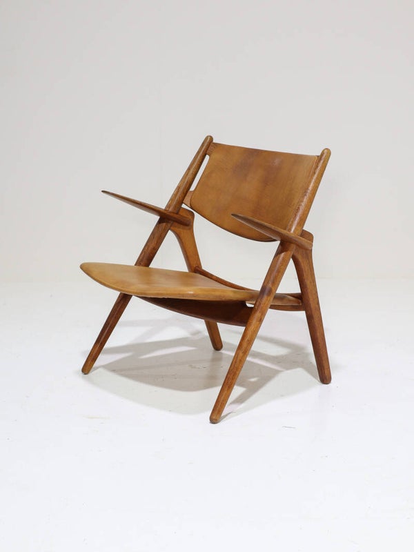 CH28 Sawbuck fauteuil Hans J Wegner eiken 1950s Deens