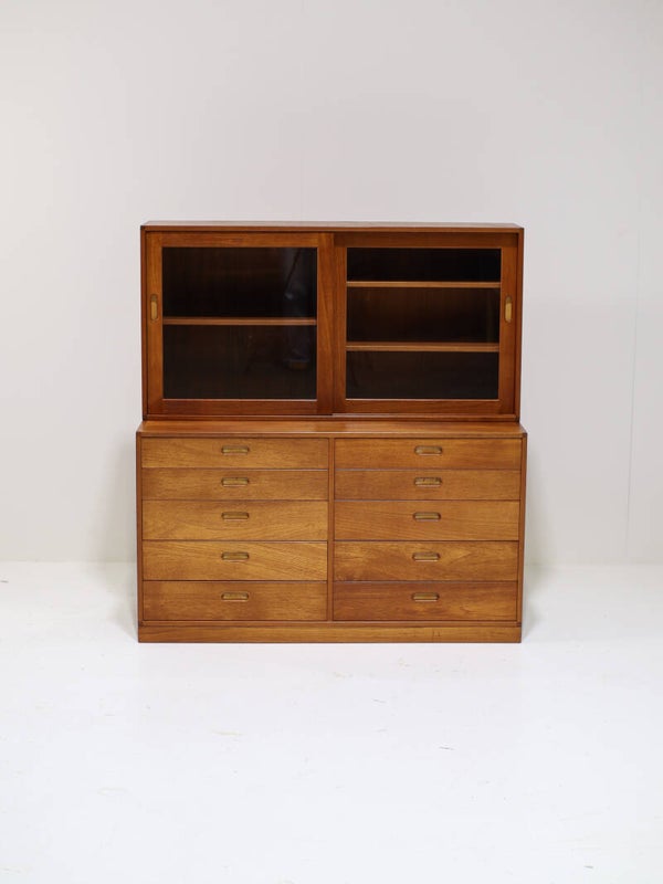 Ladekast vitrinekast Brouer teak vintage Deens 1960s