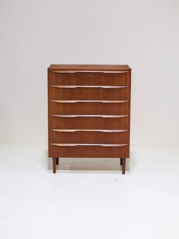Hoge ladekast teak vintage 1960s Deens