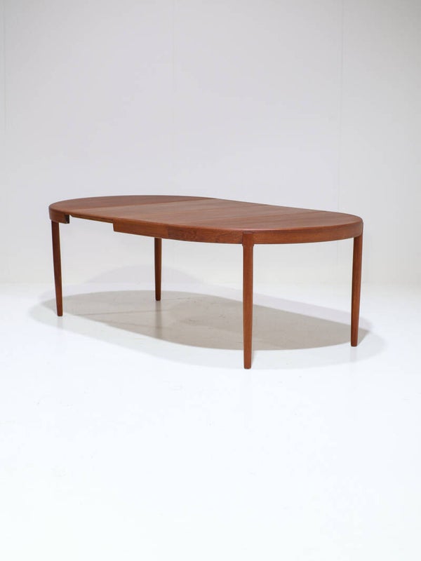 Uitschuifbare ronde eettafel teak Deens vintage jaren '60