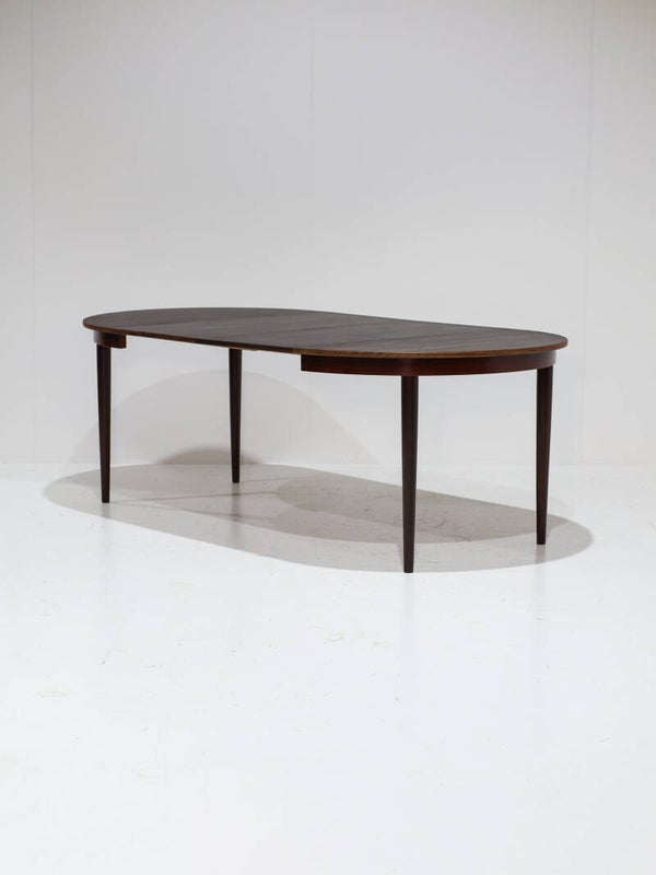 Uitschuifbare ronde eettafel palissander Deens jaren '60
