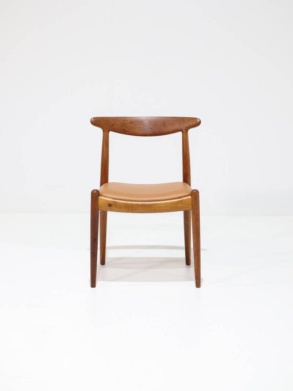 Hans J. Wegner W1 stoel eiken leer C.M. Madsen 1950s
