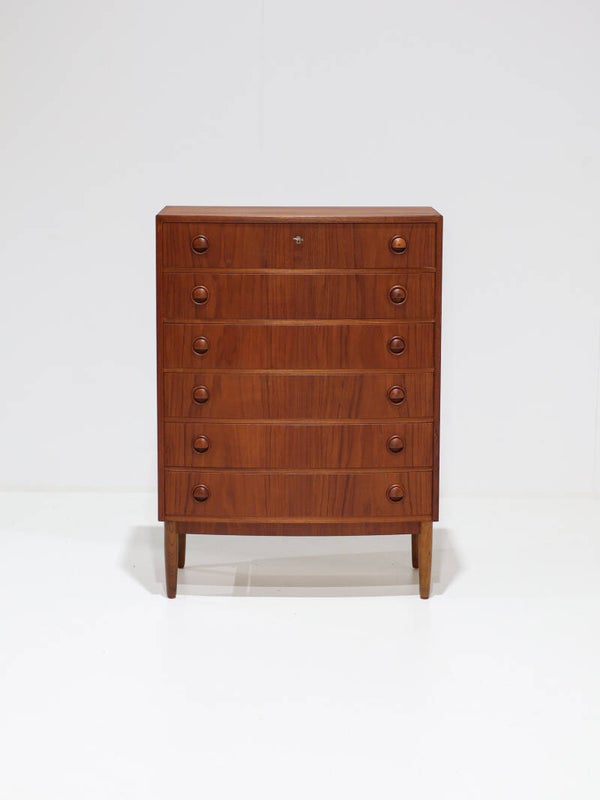 Ladekast Kai Kristiansen curved teak Deens vintage