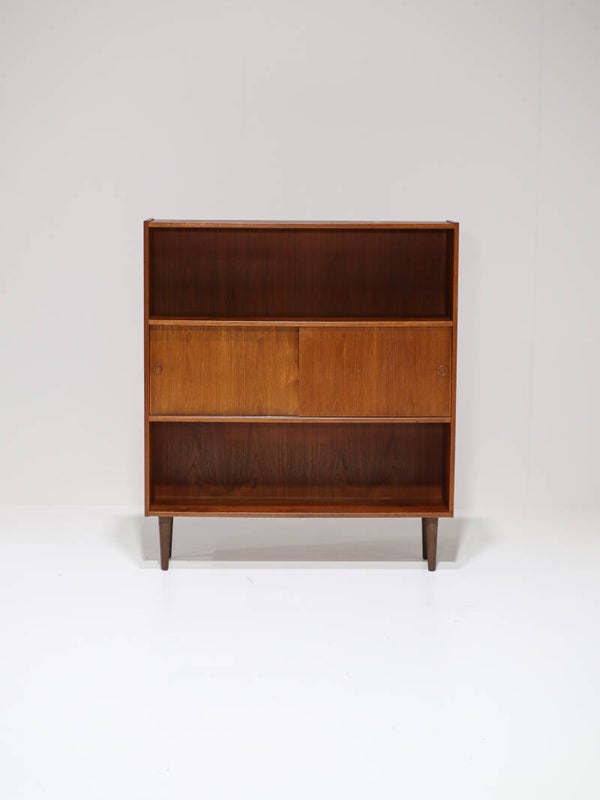Boekenkast met deuren Deens vintage teak