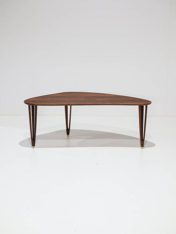Organische salontafel BC Møbler driehoek palissander Deens 1960s