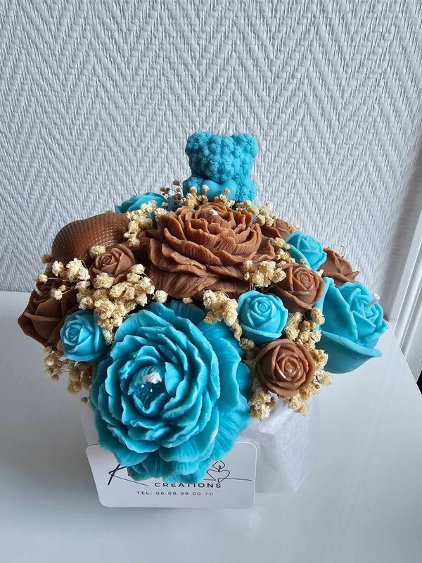 Bouquet de fleurs en bougies parfumées