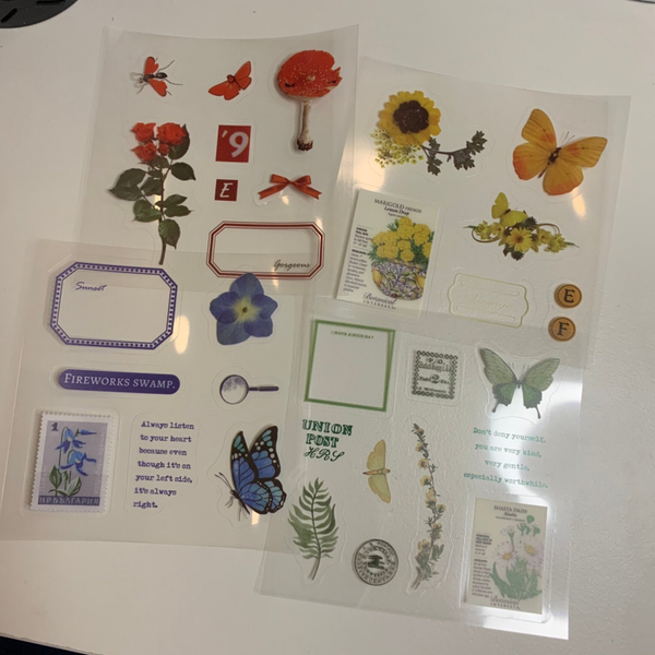 4 vellen doorzichtige stickers