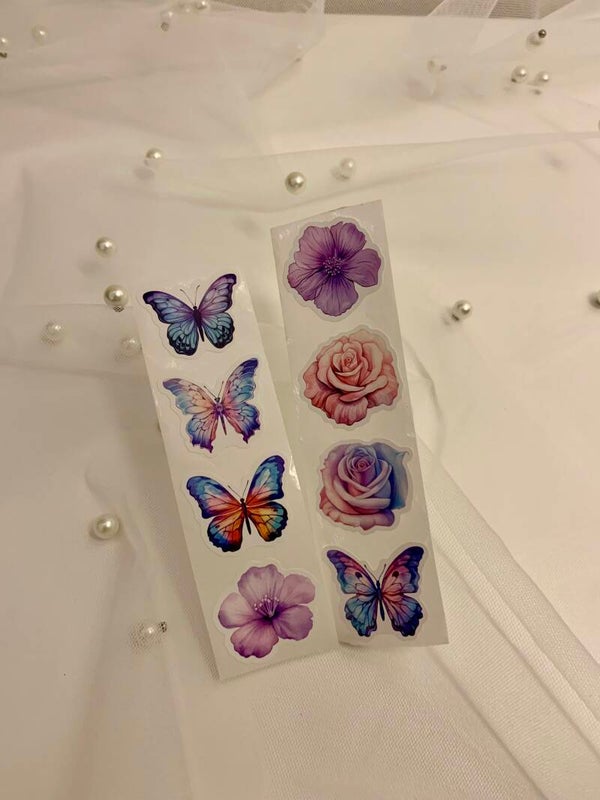 Vlinder en bloem stickers
