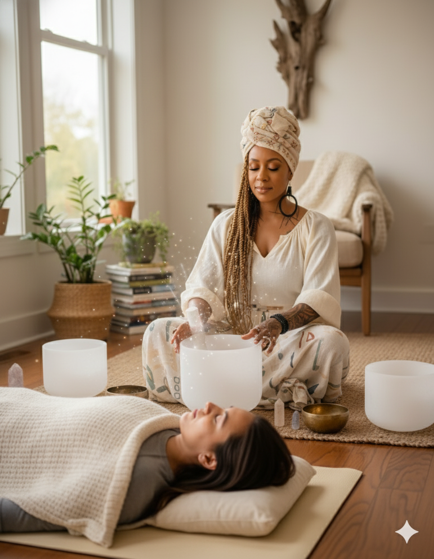 immersive sound, relaxation, wellness, healing vibrations, meditation, stress relief, calming, sound therapy, harmony, balance, tranquility, J Young