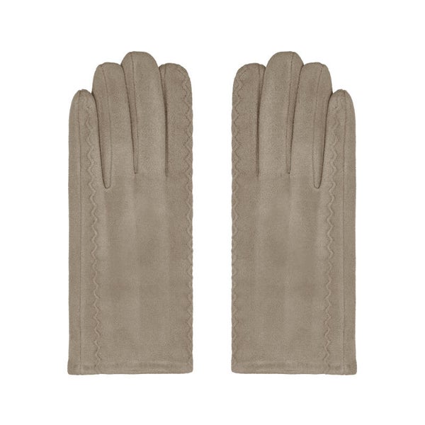 Handschoenen met golvende stiksels beige