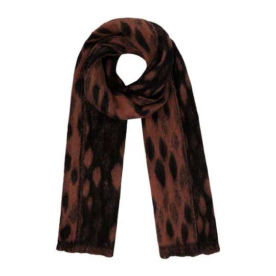 Wintersjaal dierenprint bruin