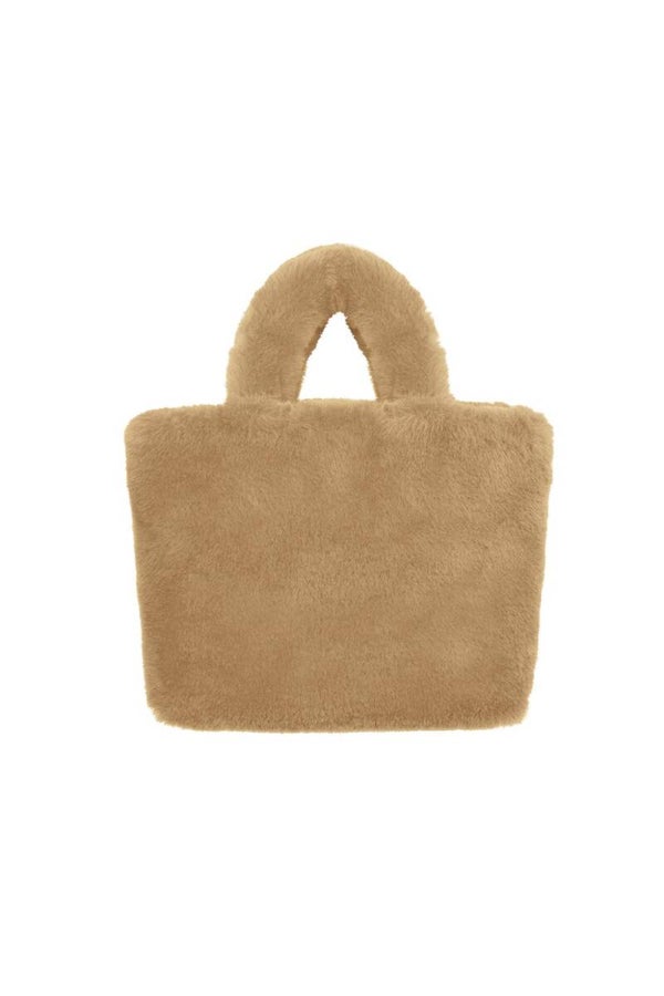 Faux fur city tas klein beige