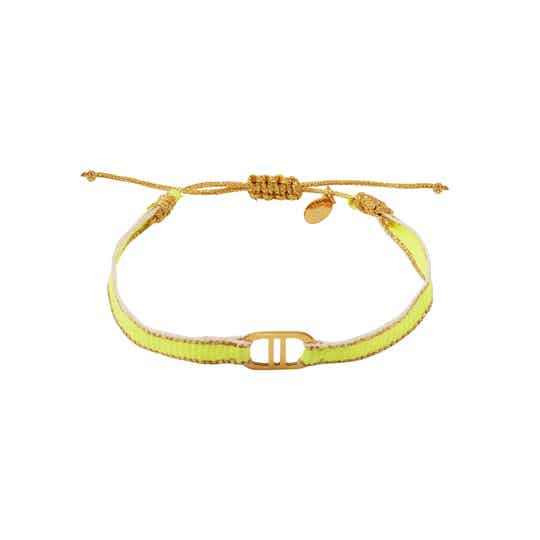 Armband good life stof - Geel
