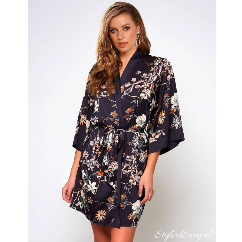 Luxe satijnen kimono met wijde mouwen