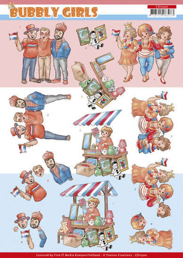 Yvonne Creations,  3D Knipvel, Bubbly Girls, Kingsday  - CD11500