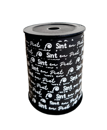 Cadeau krullint, Bedrukt, Sint en Piet, Zwart/Wit